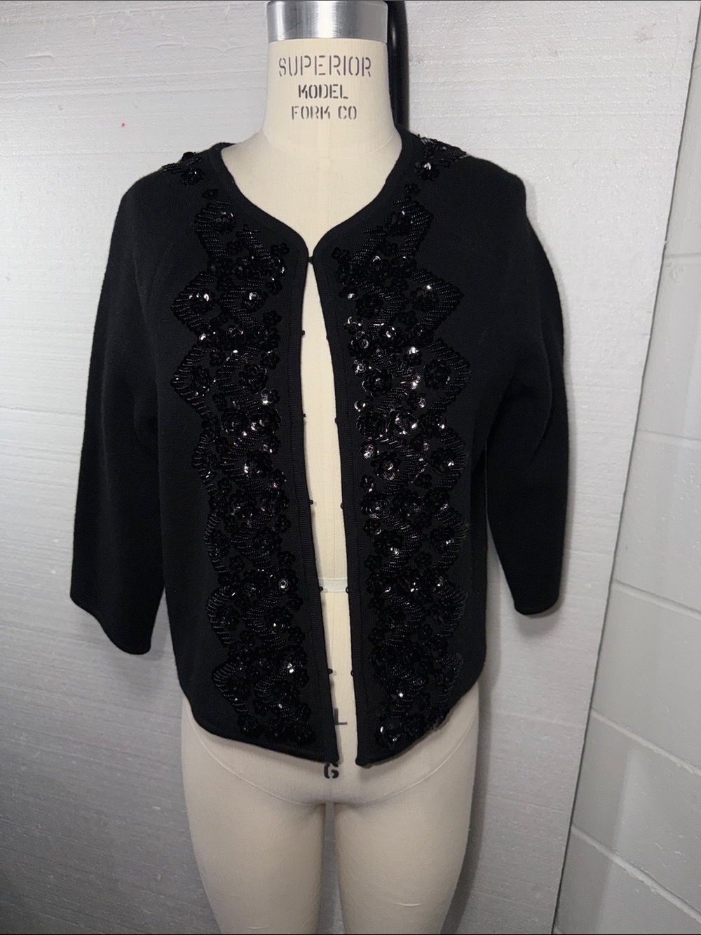 Anthropologie Vintage Embellished Black Women's Cardigan Sweater